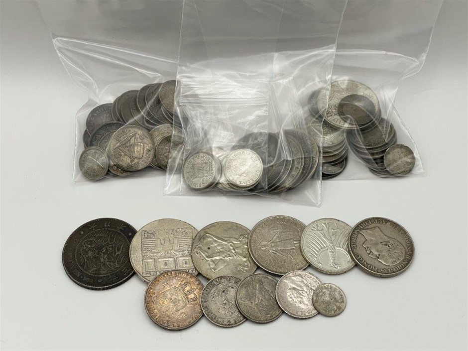 Approx. 87 x Asstd World Coins in Silver, pre-post 1900s