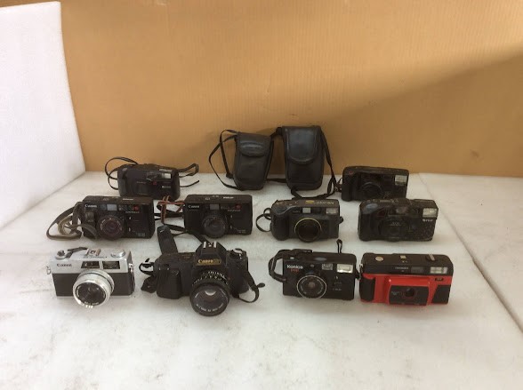 Konica/Canon Mixed Brand and Model Film Cameras (Lot of 12)