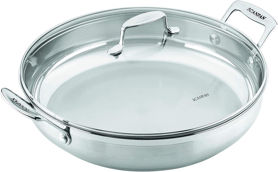 SCANPAN Impact Chef Pan, 32cm Diameter, Silver.