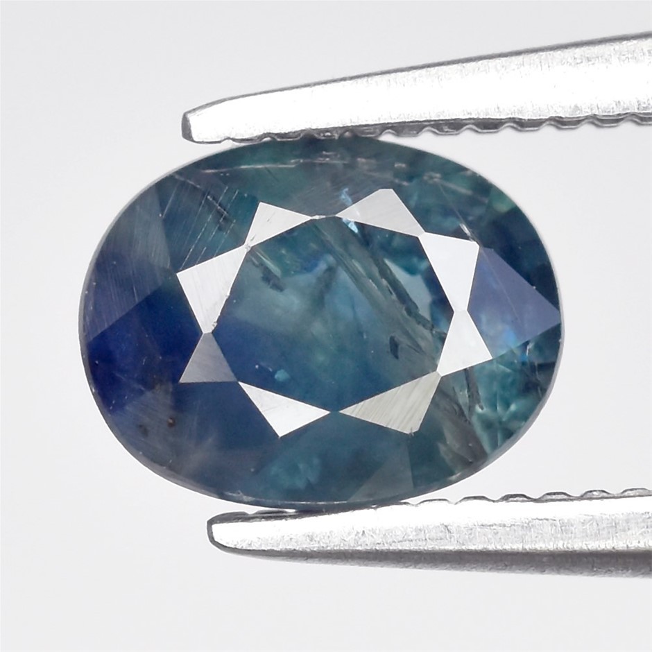 0.77ct Oval Facet Cut Blue-Green Sapphire Gemstones - 1Pc