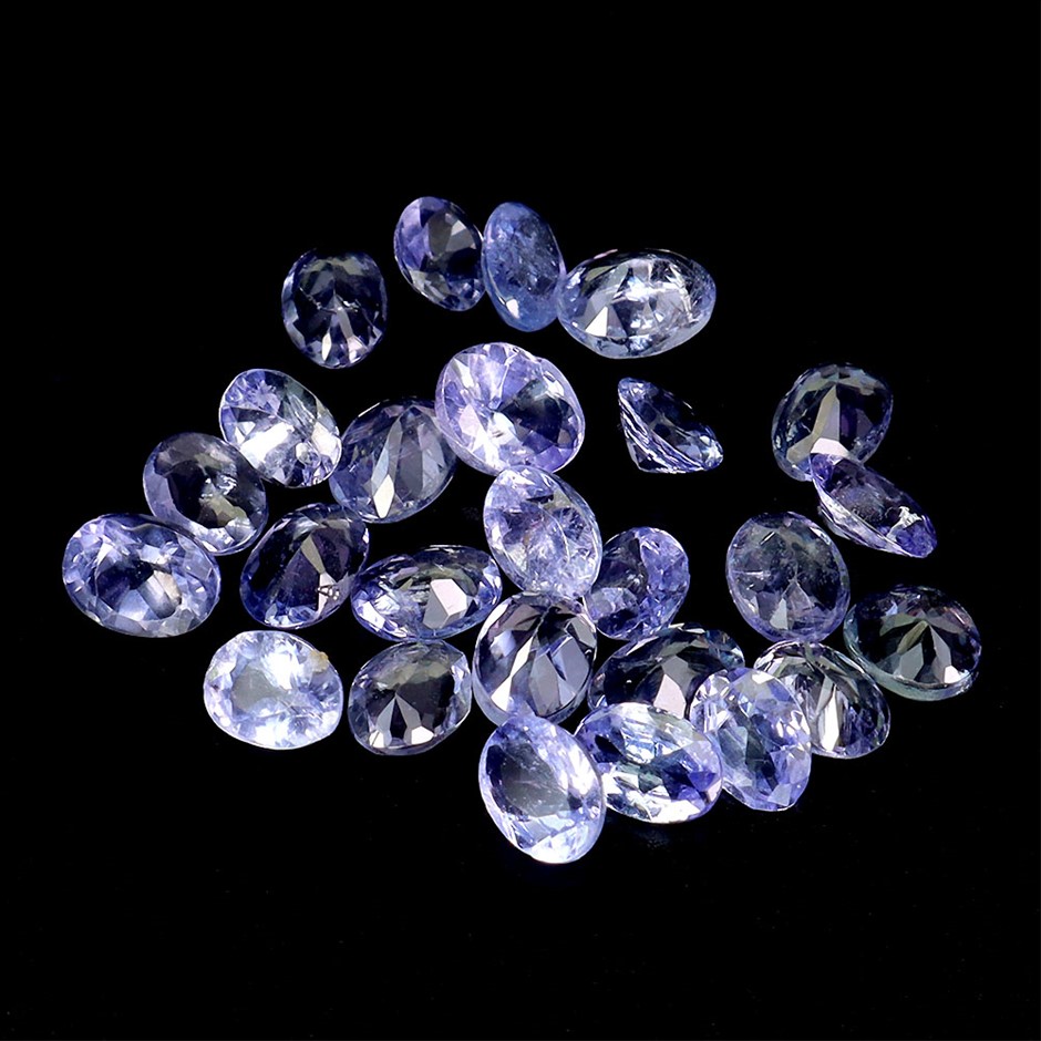4.09ct Oval Facet Cut Bluish Violet Tanzanite Gemstones - 24Pcs