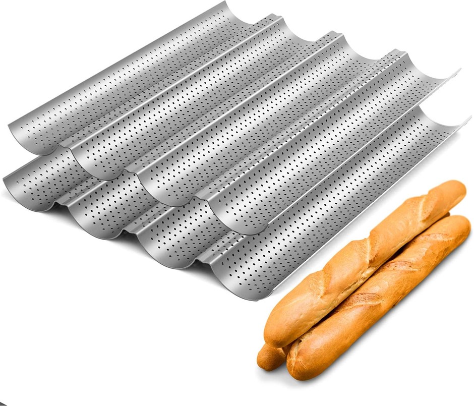 2 Pack Nonstick Perforated Baguette Pan 15" x 13" for French Bread Baking 4