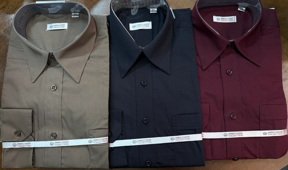 3 x Assorted Ambassador Collection Business Shirt. Maroon 37/Black 37/Brown