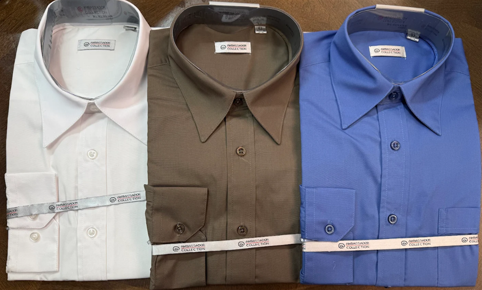 3 x Assorted Ambassador Collection Business Shirt. Blue 37/White 43/Brown 4