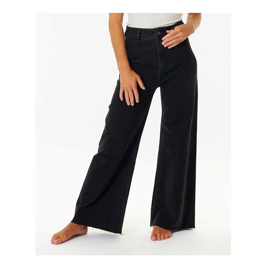 RIP CURL Women's Holiday Denim Pants, Size 24, Washed Black. RRP: $99.99.