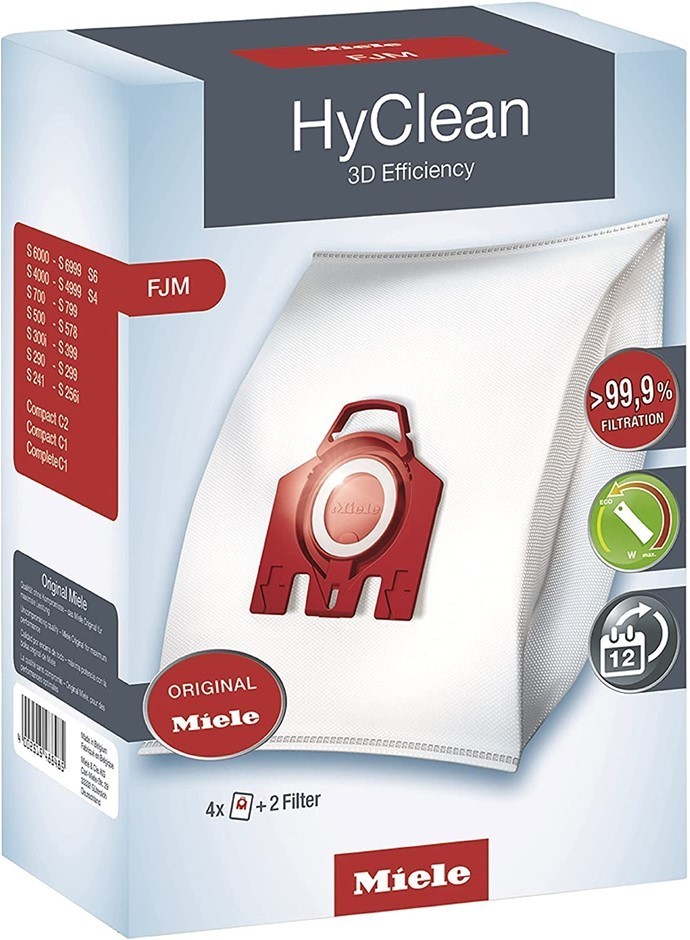 MIELE HyClean 3D Efficiency FJM Vacuum Dustbags, Pack of 4