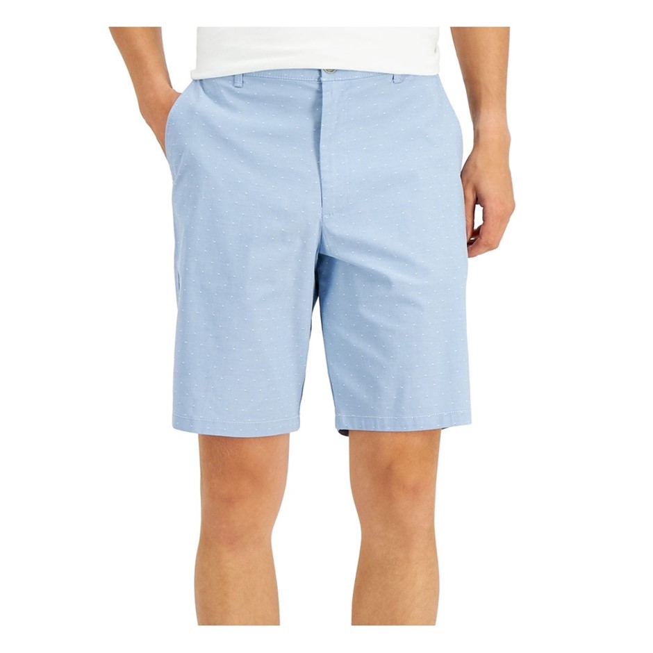 CALVIN KLEIN Men's Dobby Shorts, Size 40, 97% Cotton, Light Blue/White (431