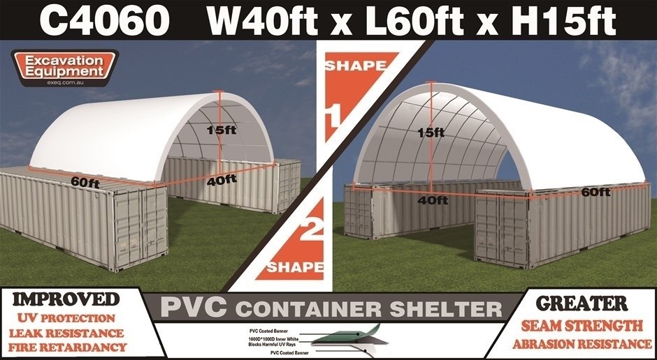 Heavy Duty 40ft x 60ft Container Shelter (Unused)