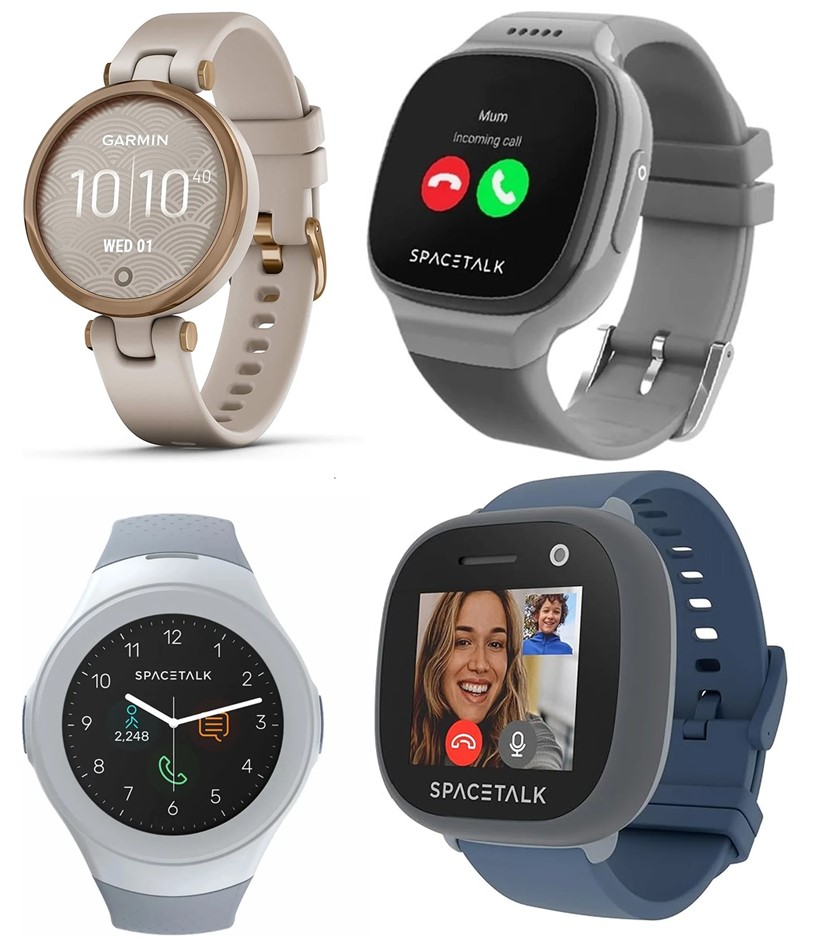 4 x Assorted Smart Watches. 1 x SPACETALK Kids Smartwatch SP-1005G (Grey).