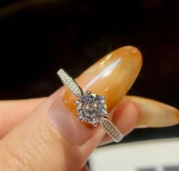 2.0ct GRA Moissanite White Pearl 925 Sterling Silver Ring-VVS1