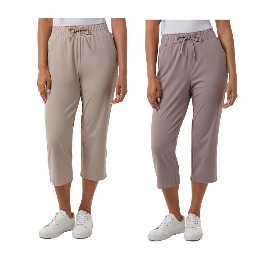 2 x 32DEGREES Women's Capri Pants, Size S, Atmosphere & Purple Dove, 172072