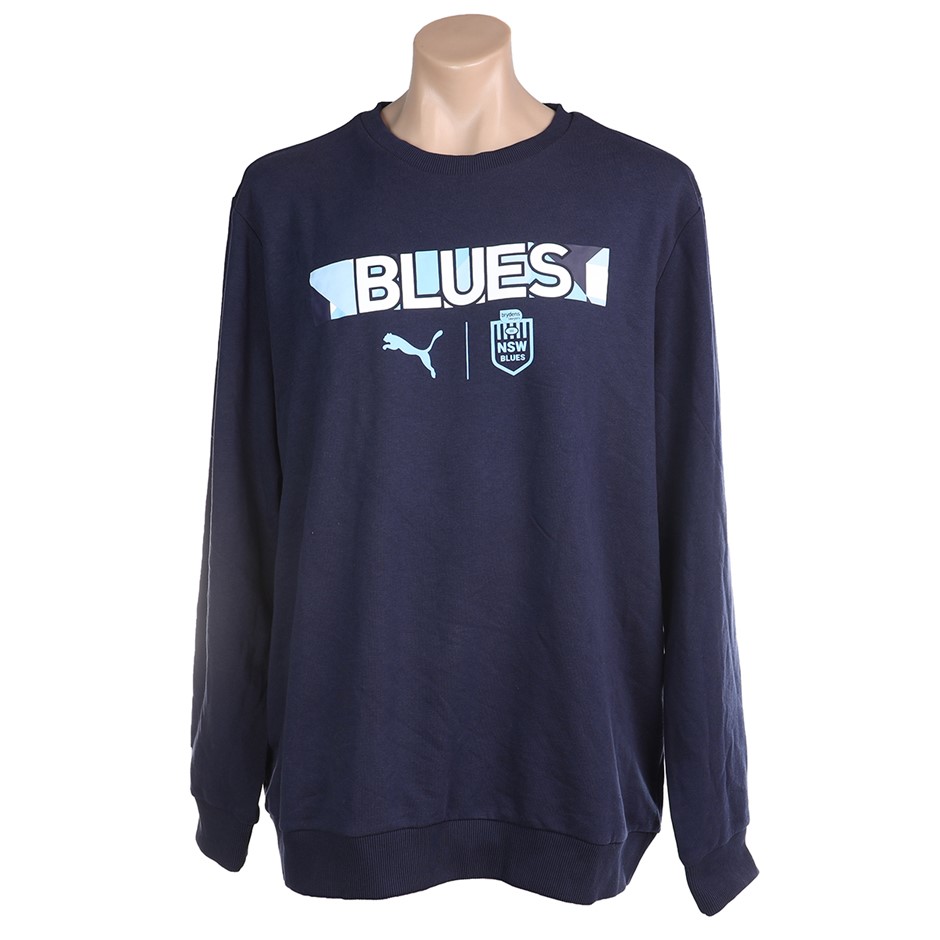 PUMA Men's NSW Blues Wording Sweatshirt, Size S, Cotton/Elastane, Peacoat.