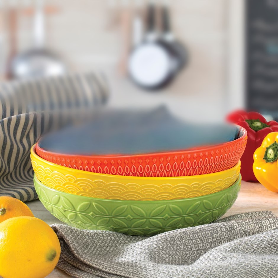 SIGNATURE Housewares Stoneware Serving Bowl Dinner Set, 3 Piece.