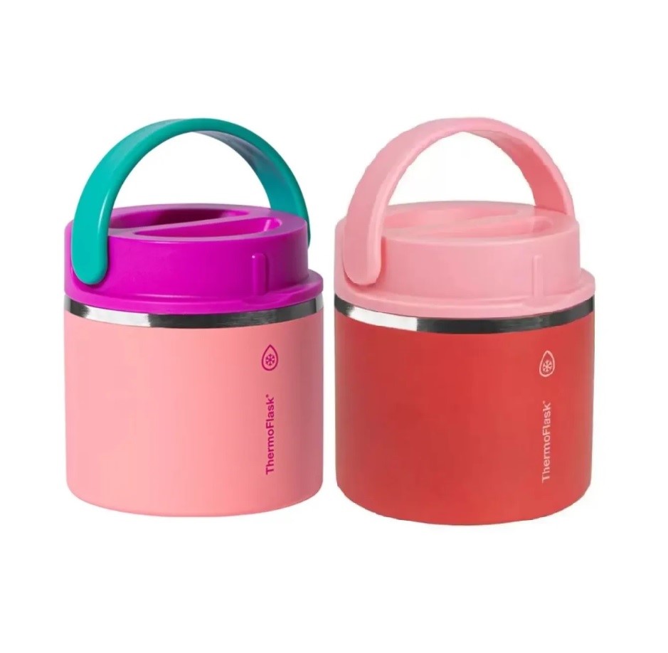THERNMOFLASK Insulated Food Jars, 950ml, Pink & Red.
