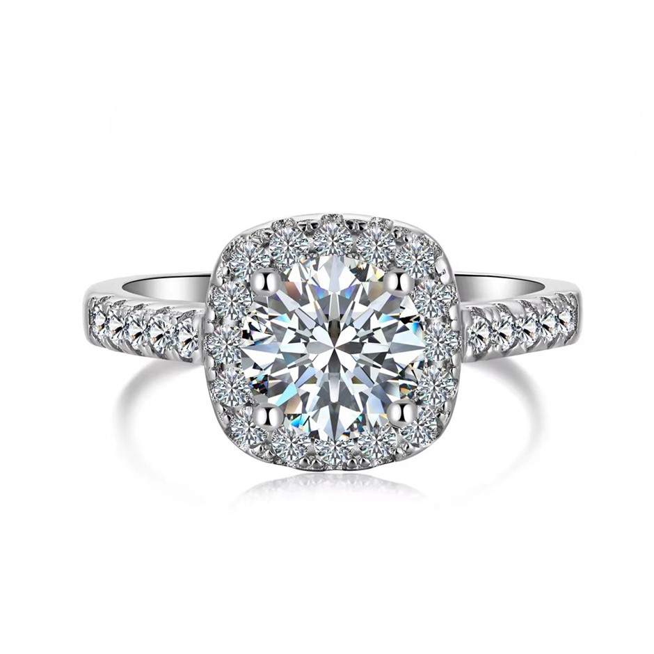 1.59ct Round Cut GRA Certified Moissanite 925 Sterling Silver Ring - Size 9