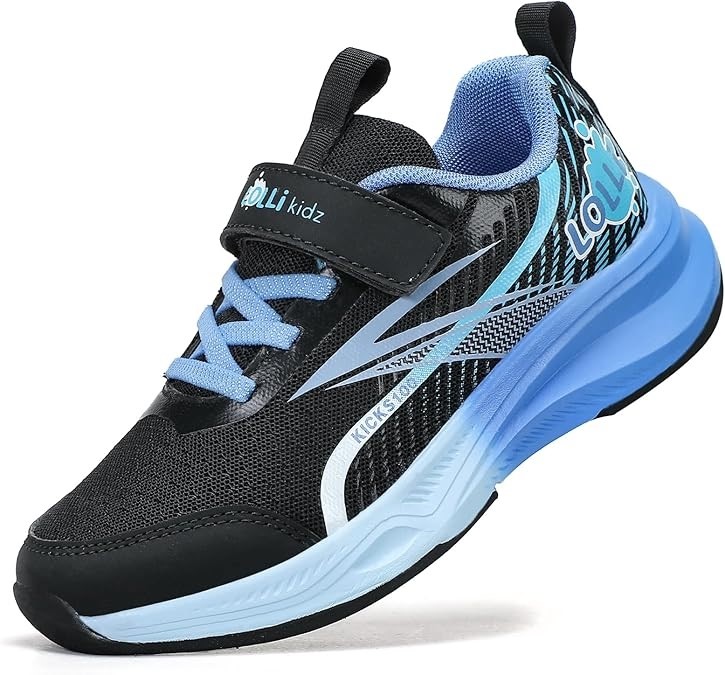 LOLLI KIDZ Tennis Lightweight Kids Running Shoes Hook-and-Loop Shoes, US 9.