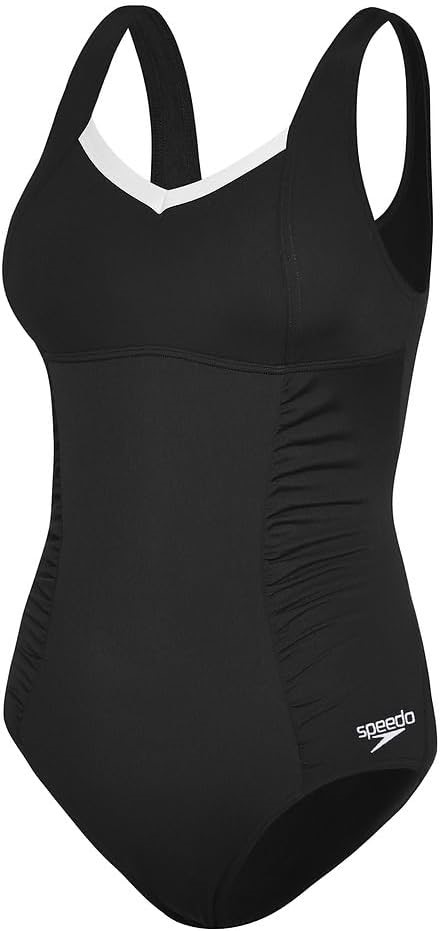 SPEEDO Women's Contour Swimsuit, Size AU10, Black/White, 8-0045013503. Buy