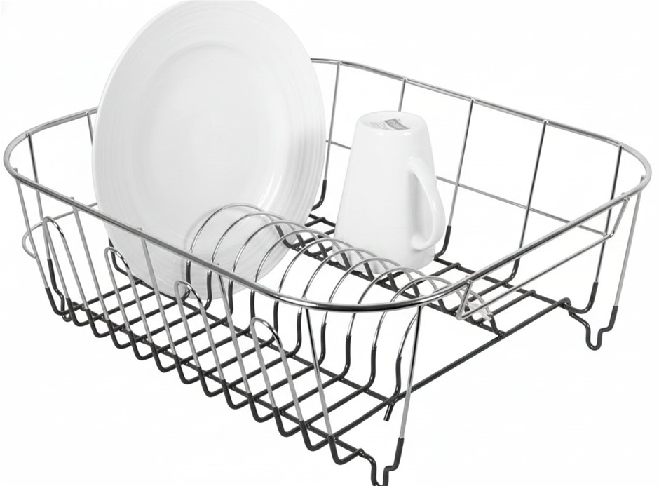 Avanti Slimline Dish Rack, Grey, Small. (38D x 14W x 36H cm). 