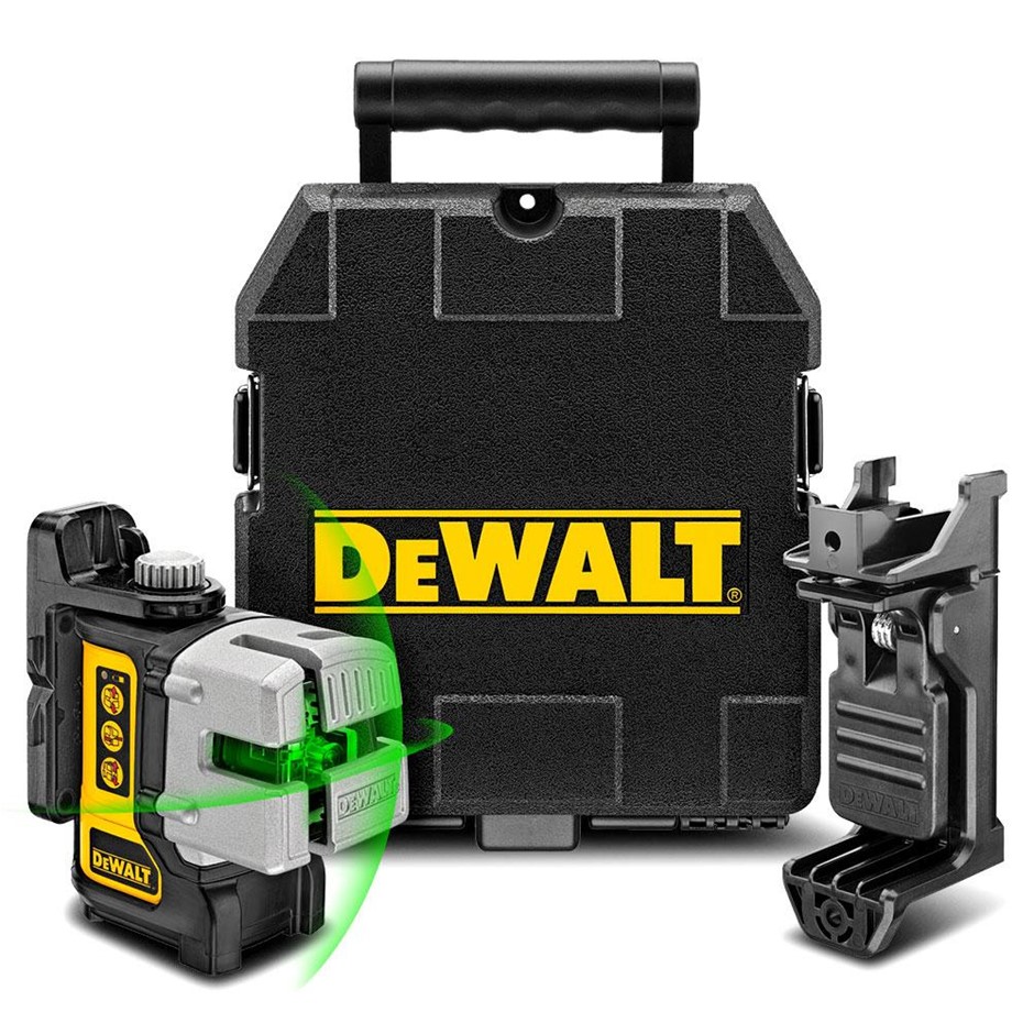 DeWALT Green Beam Self Levelling 3 Line Cross Laser Level Kit. Model DW089C