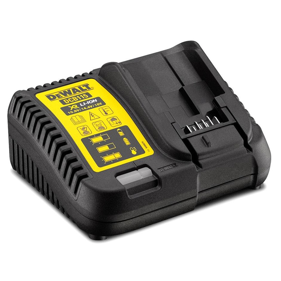 DEWALT 18V Multi-voltage Charger, Model DCB115Q-XE. NB: Minor use & Not in