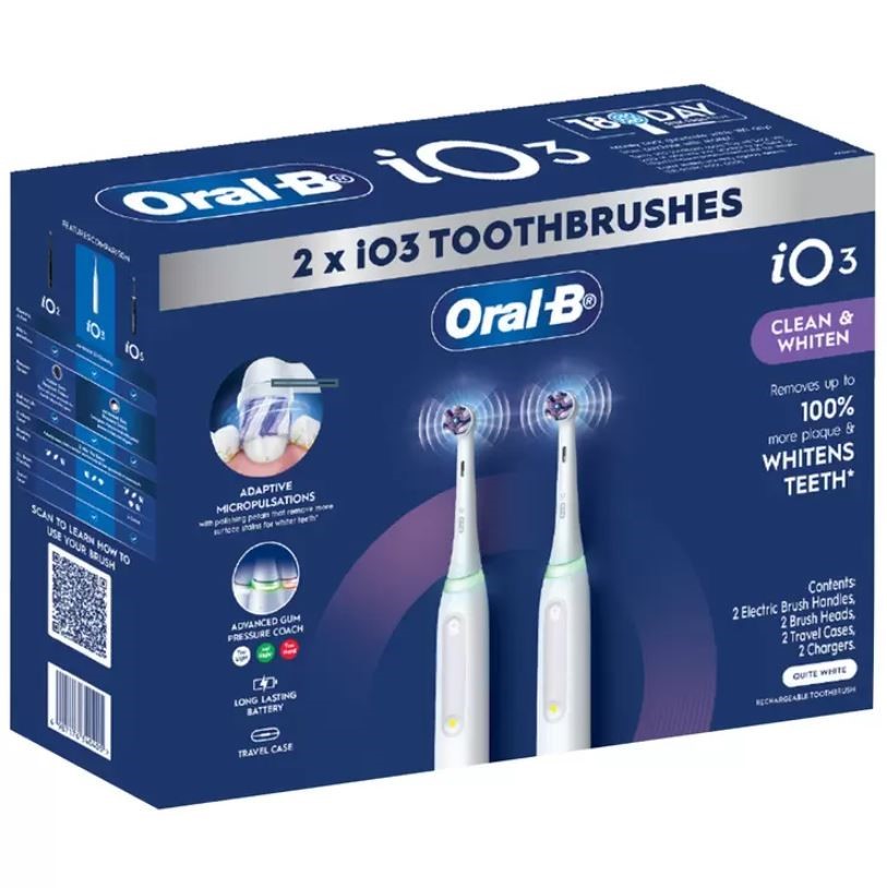 ORAL-B iO3 Series 3 Pack of 2pc Dual Handle Electric Toothbrush. NB: Minor