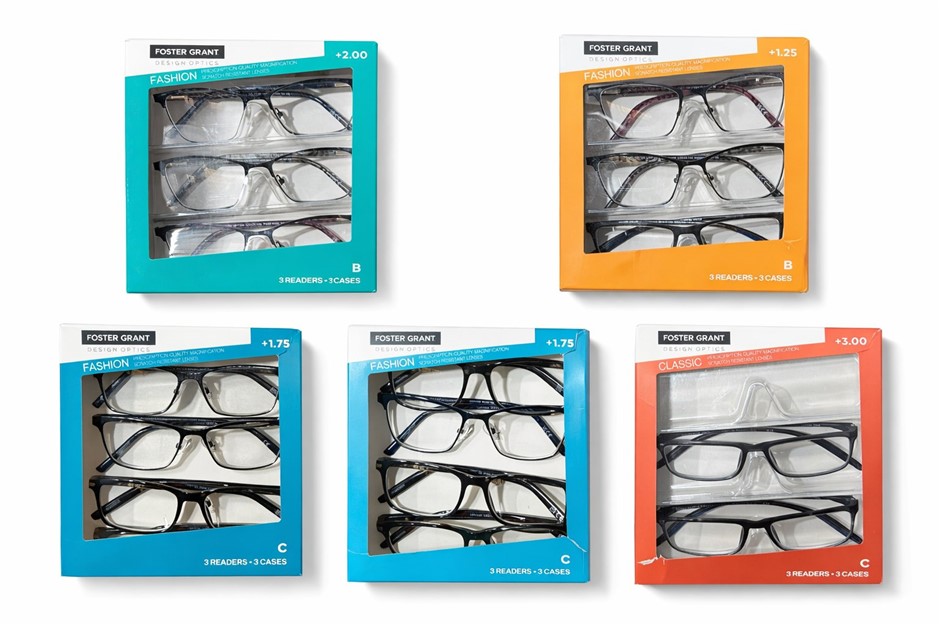 Assorted FOSTER GRANT Prescription Reading Glasses by Design Optics. NB: da