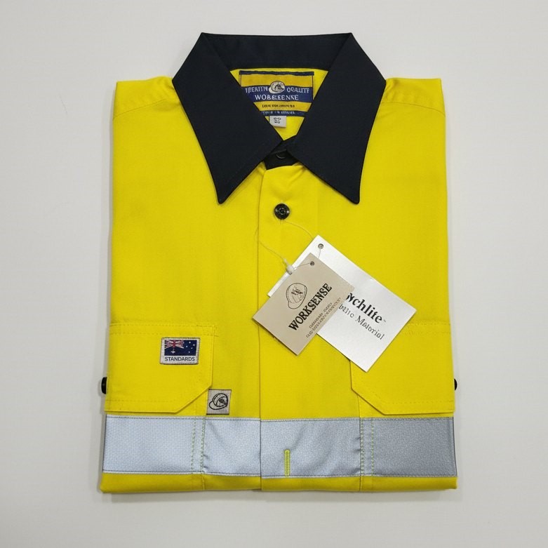 7 x WORKSENSE Unisex 2 Tone Safety Shirt Silver Reflective Tape Long Sleeve