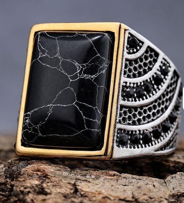 Italy 925 Silver Hip Hop Men's Ring (Stamps)-11 US