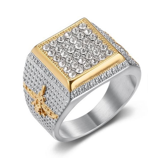 Italy 925 Silver Hip Hop Men's Ring (Stamps)-11 US