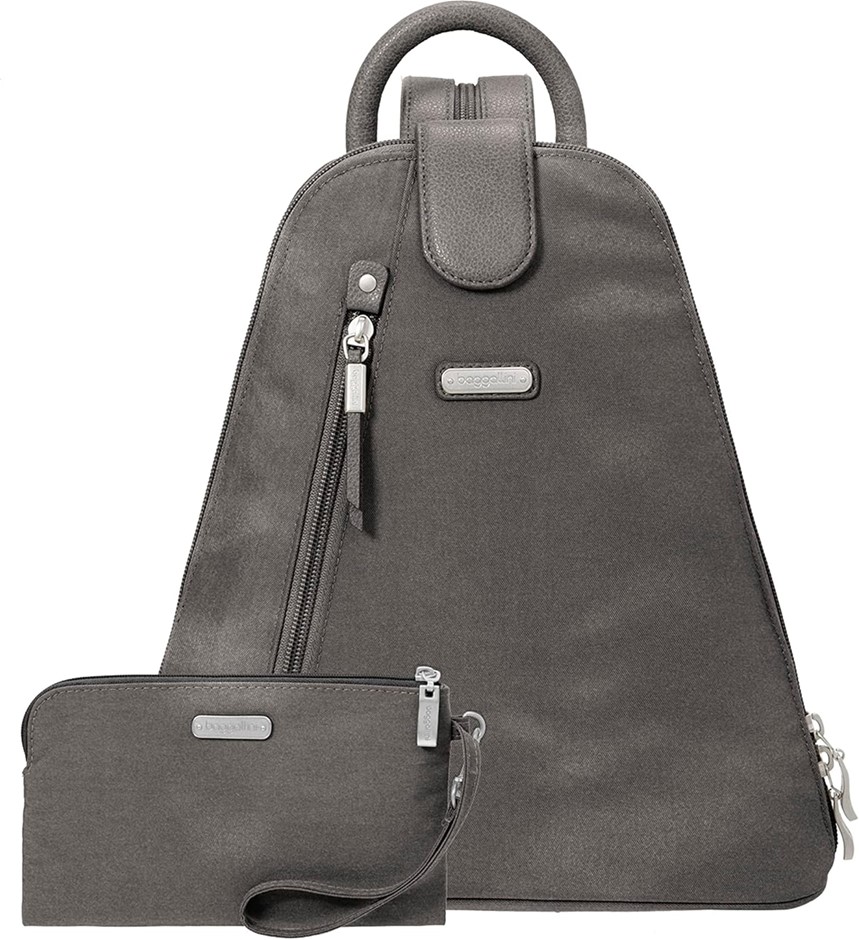 BAGGALLINI Women's Metro Backpack with RFID Wristlet Handbags, Gray, One Si