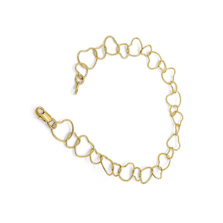 18ct Heavy Yellow Gold Plated Love Heart Chain Anklet