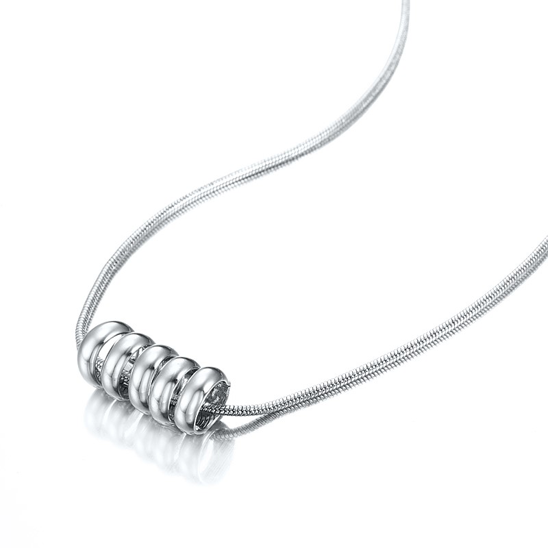 Rhodium Plated 5 Ring Lucky Charm Necklace