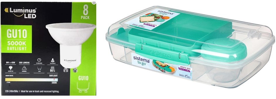 HOME & LUNCH BUNDLE: Sistema Bento Box TO GO (1.76L) + Luminus GU10 500LM D
