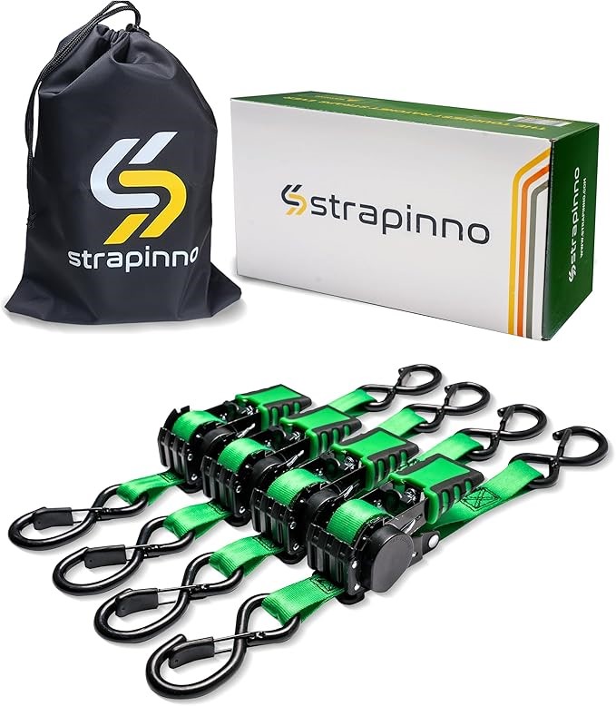 STRAPINNO 4pcs Retractable Ratchet Straps Bundle 1in x 6ft Ratchet Tie Down