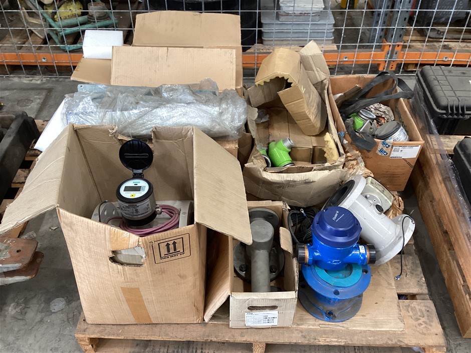 Pallet of Plumbing and Flow Meters