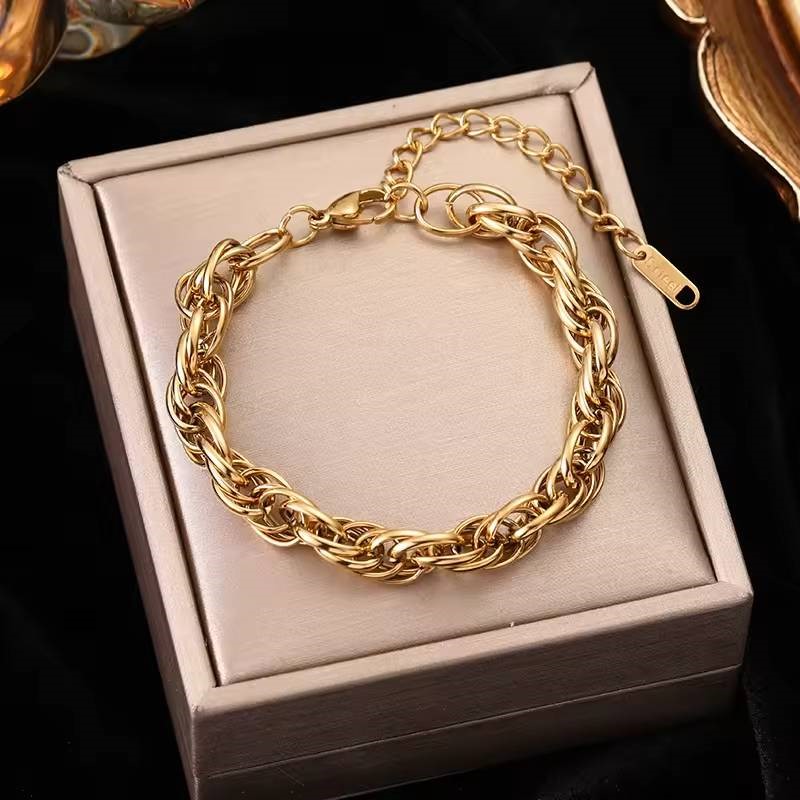 Stainless Steel Unisex Twist Bracelet in Gold (adjustable)