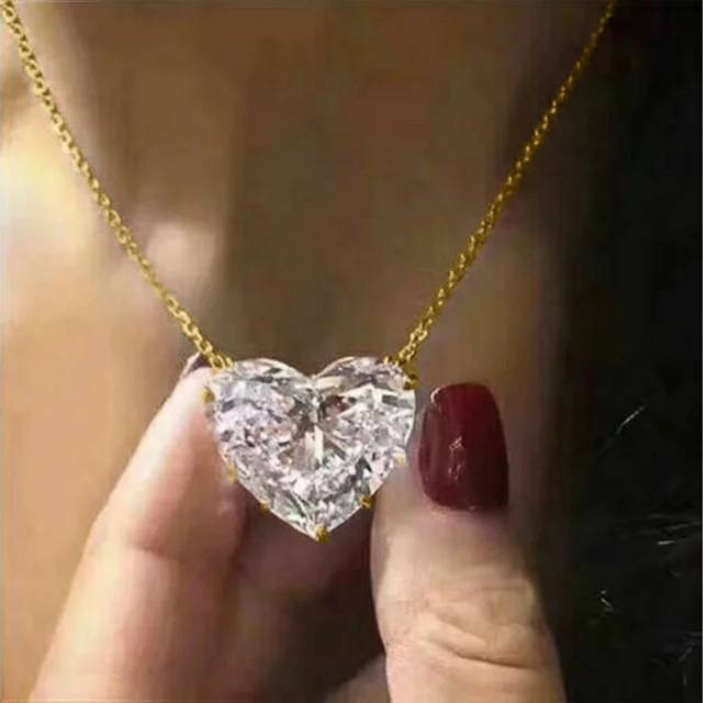 Designer Simulated Diamond Heart Pendant Necklace in Yellow