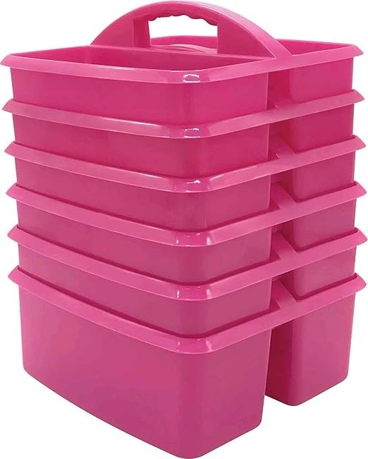 Teacher Created Resources Pink Portable Plastic Storage Caddy 6-Pack for Cl