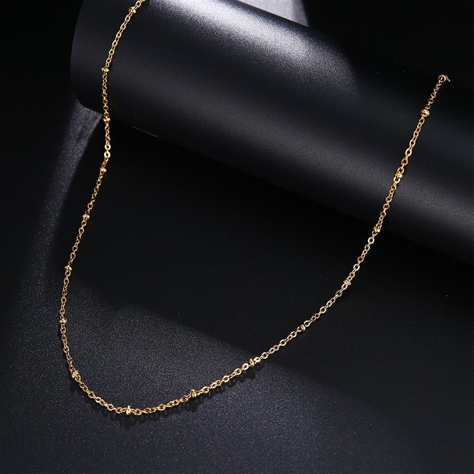 Classic Stainless Steel Delicate Ball Chain Necklace - 50cm (yellow)