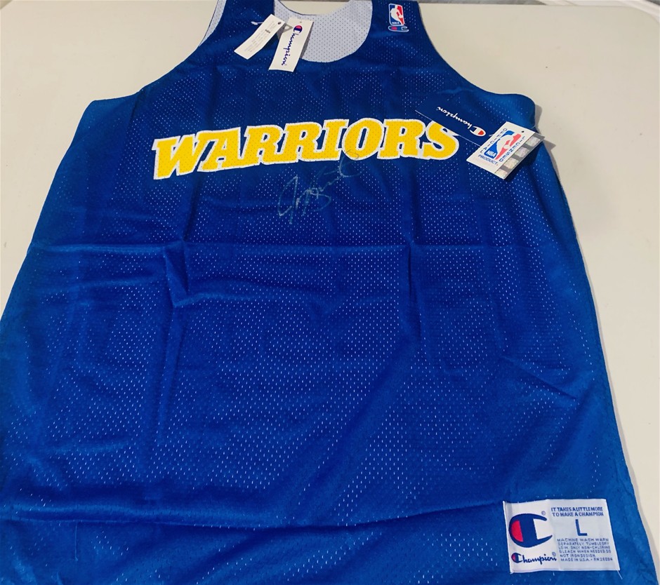 Golden State Warriors Signed retro Training  Jersey - Ken Goldin COA