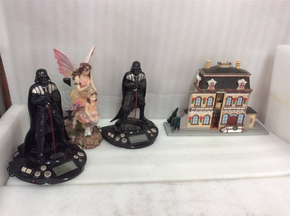 Star Wars Alarm Clock Radio + Fairy Figurine Decorative Ornament (Lot of 4)