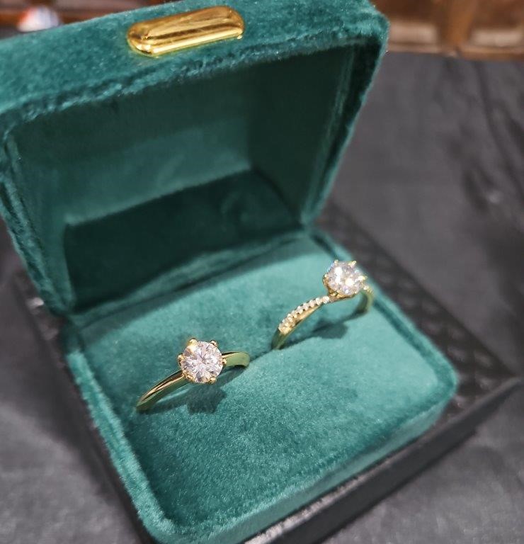 2pcsx1.0ct GRA Moissanite 18k Solid Yellow Gold Vermeil Ring (S925) -9US