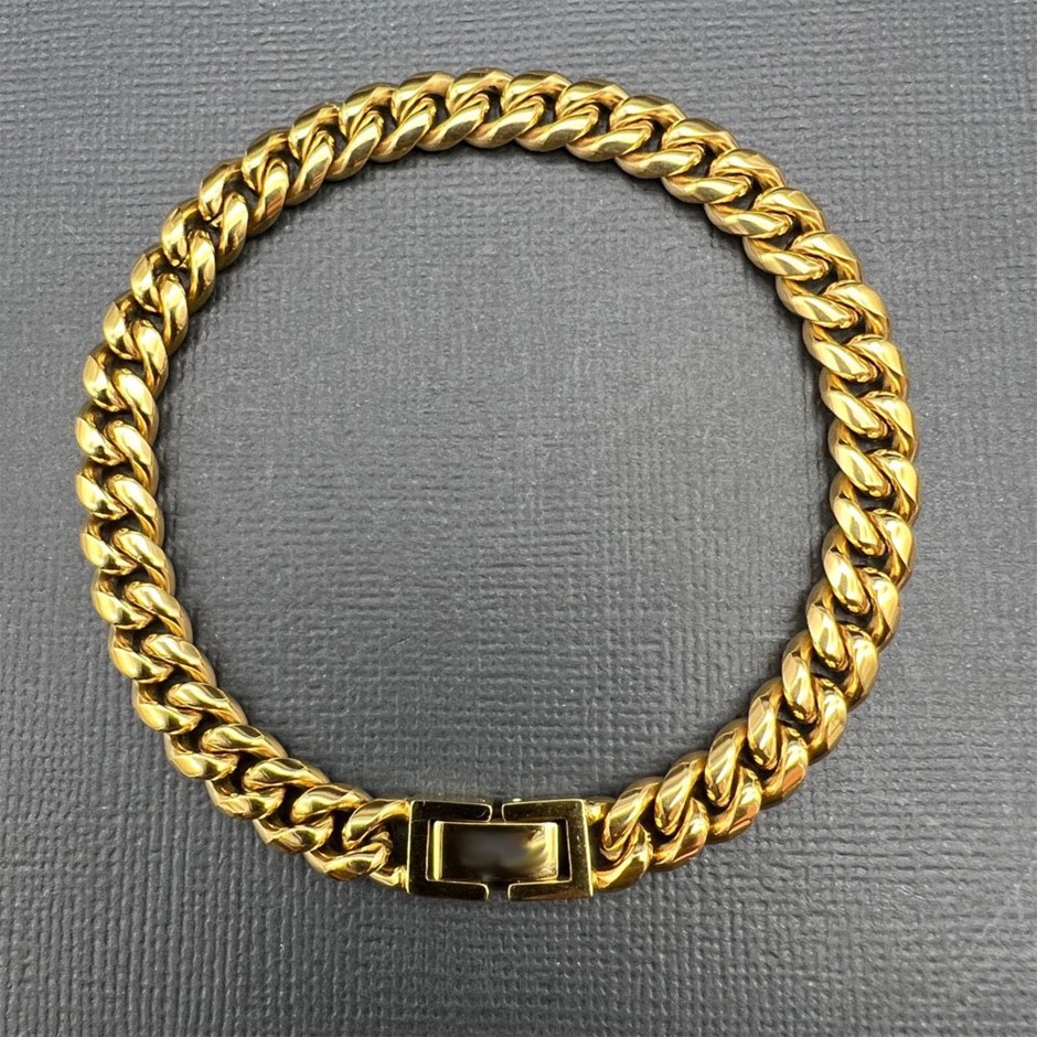 18K Gold-Filled Cuban Chain Bracelet, 8MM Wide - 17.8cm