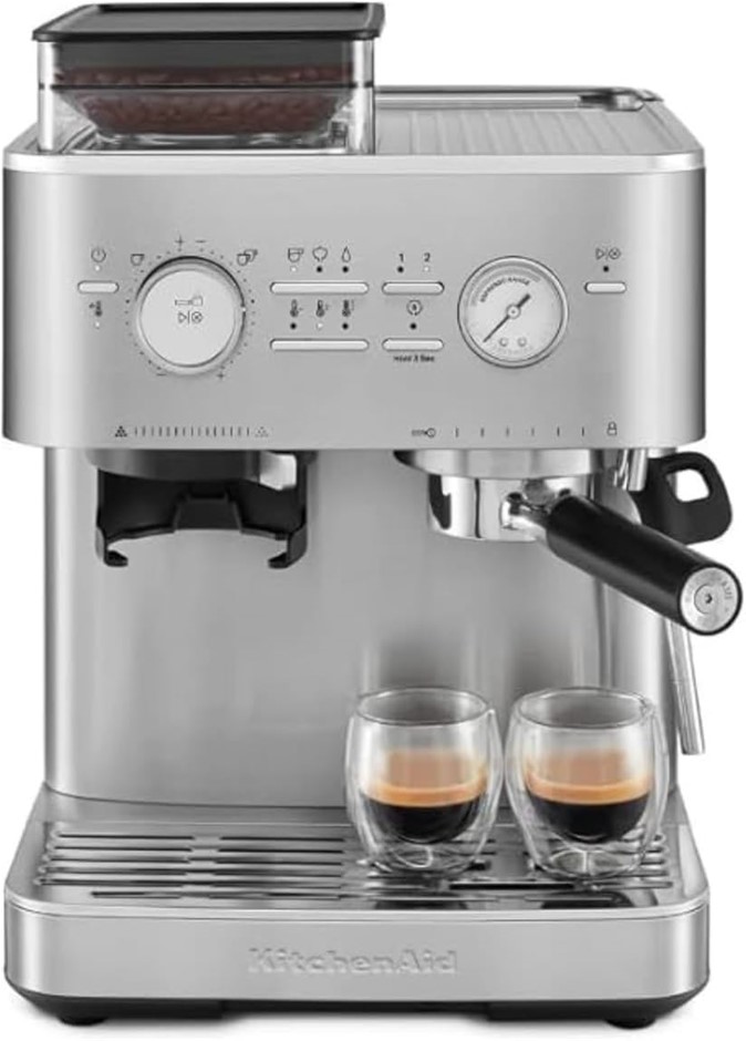 KITCHENAID Stainless Steel Semi Automatic Espresso Machine with Burr Grinde