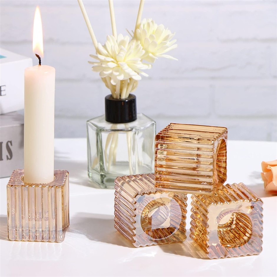 VERLENS Taper Candle Holders (Set of 4), Glass.