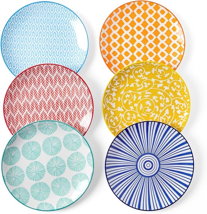 Selamica 6 Pack Small Ceramic Dessert Plates for Kitchen, Mini Dinner Plate