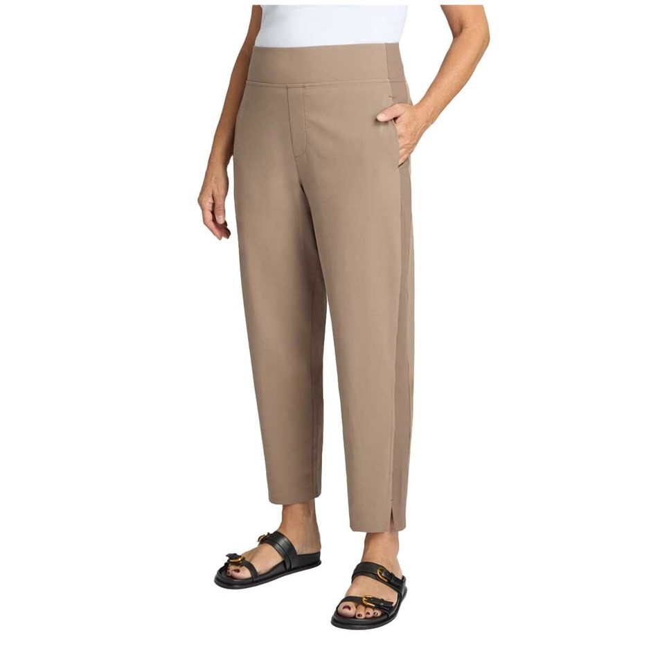 SIGNATURE Women's Ankle Pants, Size S, 87% Polyester, Tan. Buyers Note - D