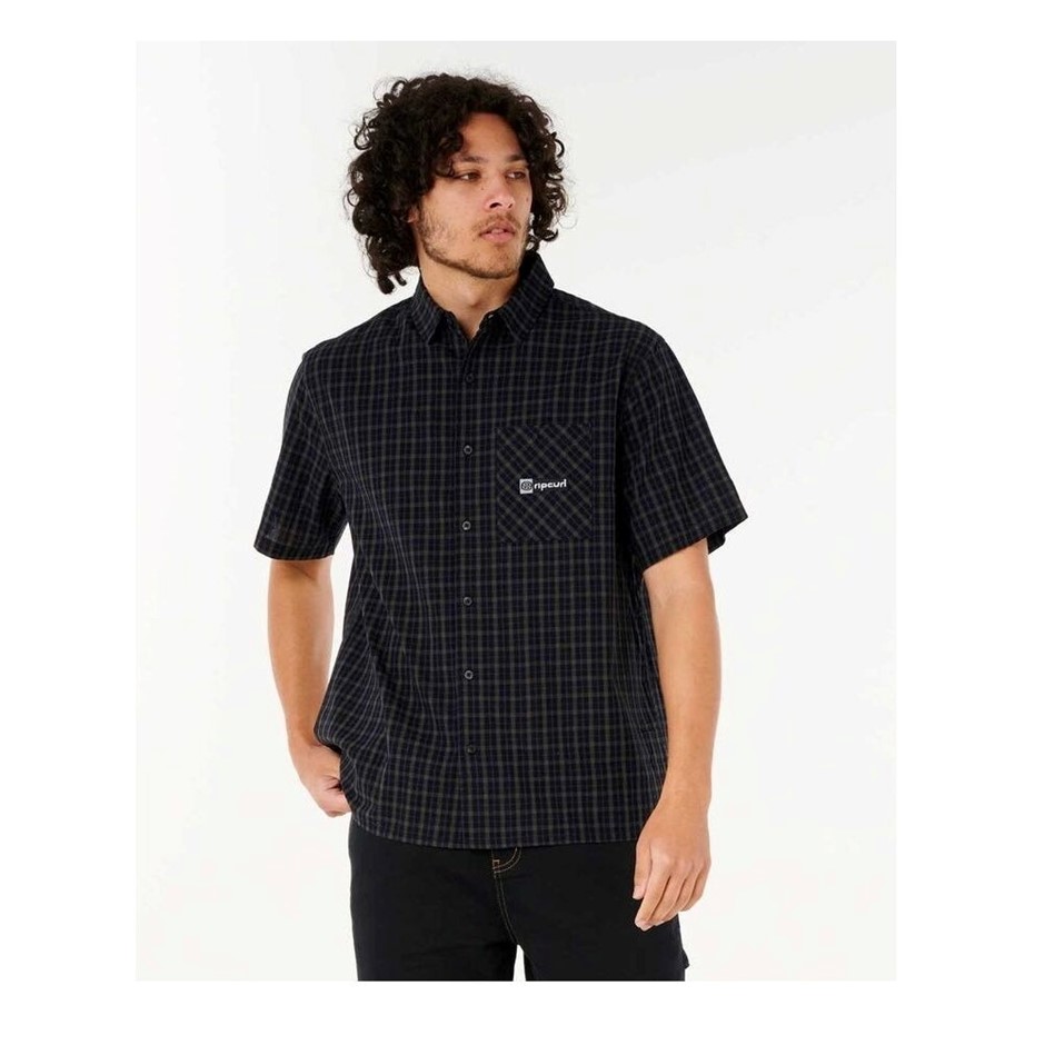 RIP CURL Men's Super Computer Short Sleeve Shirt, Size L, Black. RRP: $79.9