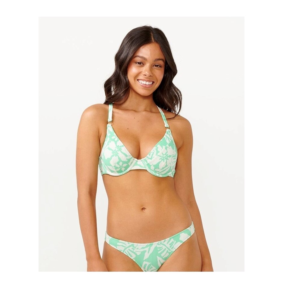 RIP CURL Women's Sun To Sea D-DD Cross Back Bikini Top, Size XS, Aqua. RRP:
