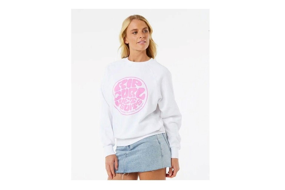RIP CURL Women's Steph Gilmore Graphic Fleece Crew, Size XL, White (1000).